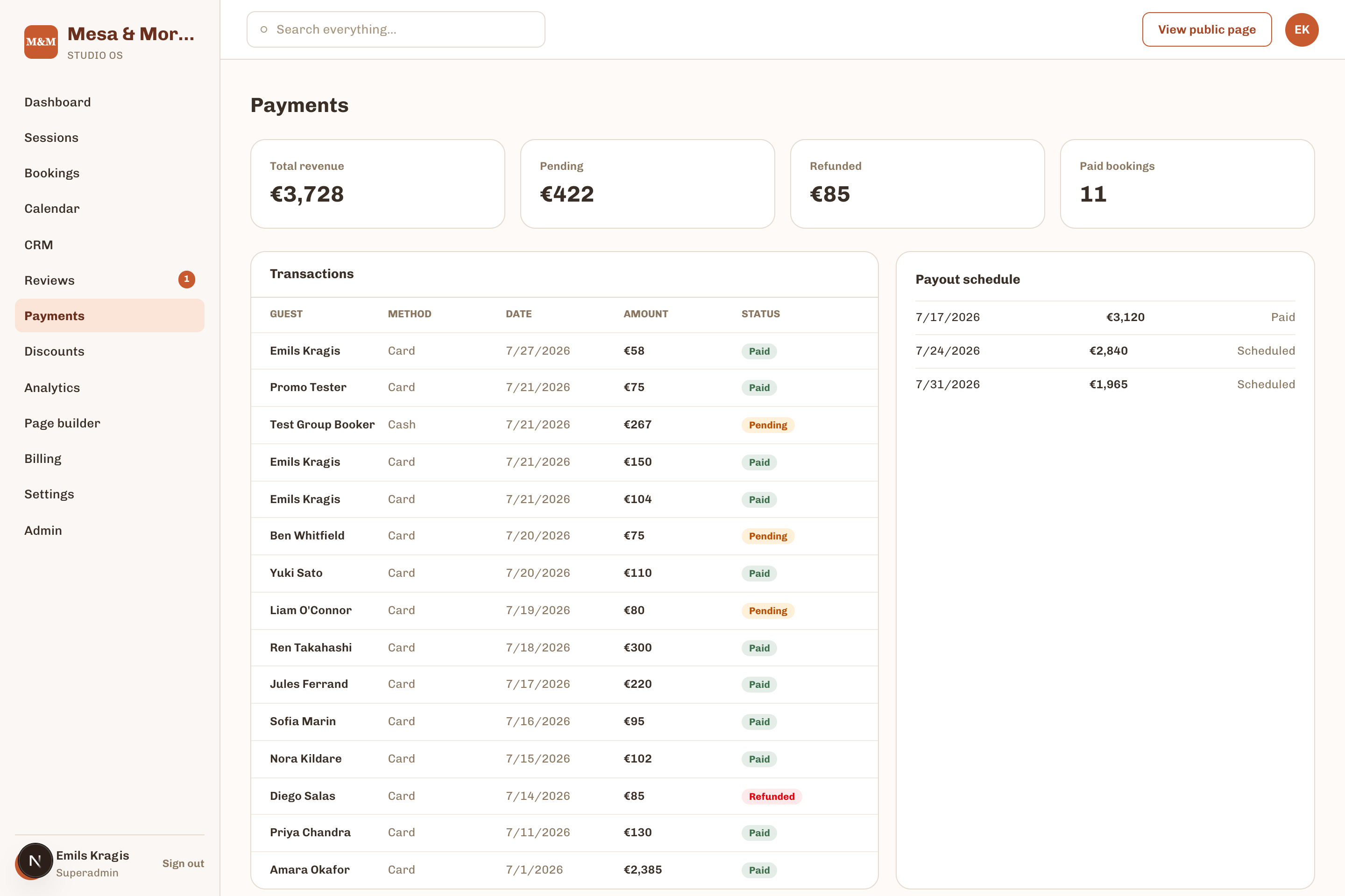 Payments & Financials in Vowra
